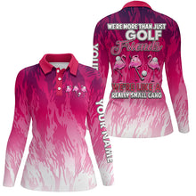 Load image into Gallery viewer, Womens golf polo shirts custom pink camo flamingo golf friends we're golf friends we're small gang NQS5523