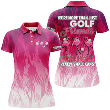 Load image into Gallery viewer, Womens golf polo shirts custom pink camo flamingo golf friends we're golf friends we're small gang NQS5523
