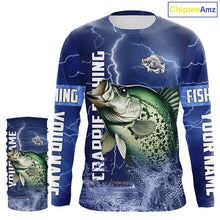 Load image into Gallery viewer, Crappie Fishing blue lightning jerseys custom name performance Long Sleeve tournament fishing shirts NQS5351