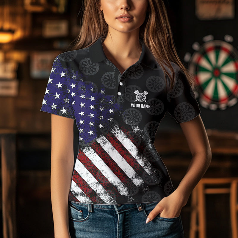 Retro American Flag Eagle Darts shirts for Women Custom Patriotic Darts Team Jersey Darts gifts NQS9634