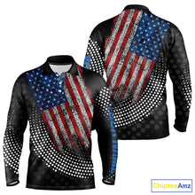 Load image into Gallery viewer, Personalized golf polo shirts for Men Vintage American Flag Custom patriotic golf tops for mens NQS9835