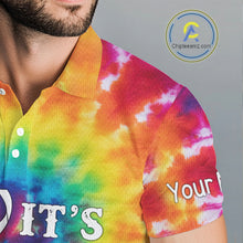 Load image into Gallery viewer, Mens golf polo shirts colorful tie dye pattern custom It's in my DNA peace love golf top for mens NQS10391