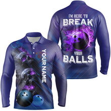 Load image into Gallery viewer, Purple Skull Flame Bowling Shirts For Men Custom Bowling Team Jerseys I'm here to break your balls NQS8635