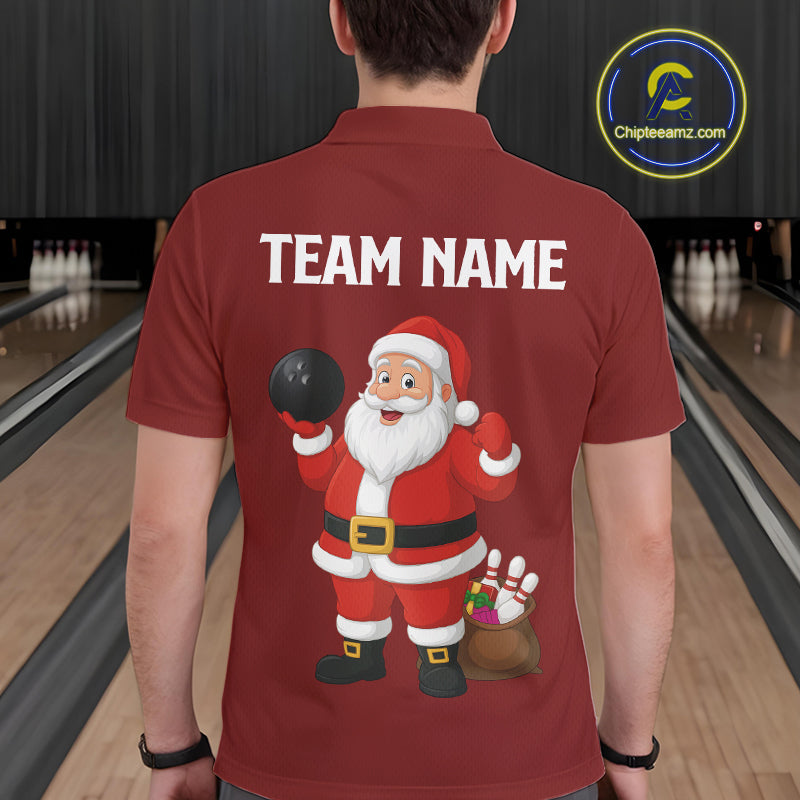 Retro Red argyle pattern Christmas Santa Bowling shirts For Men custom bowling team jerseys Outfits NQS10994
