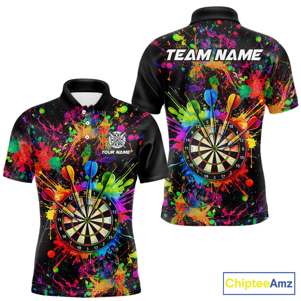 Colorful watercolor Dartboard Shirt for mens Custom Dart jerseys for team, dart league shirts NQS11397