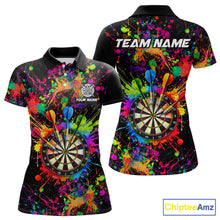 Load image into Gallery viewer, Colorful watercolor Dartboard Shirt for Women Custom Dart jerseys for team, dart league shirts NQS11397