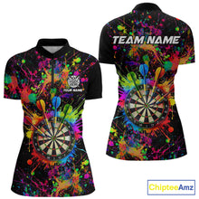 Load image into Gallery viewer, Colorful watercolor Dartboard Shirt for Women Custom Dart jerseys for team, dart league shirts NQS11397