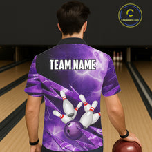 Load image into Gallery viewer, Purple Storm Lightning Thunder Bowling Button-up Shirt Custom Hawaiian Bowling Team Jersey NQS11720
