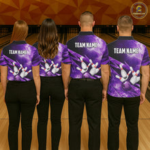 Load image into Gallery viewer, Purple Storm Lightning Thunder Bowling Polo, Quarter Zip Shirt For Men Custom Bowling Team Jersey NQS11720