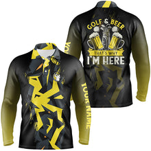 Load image into Gallery viewer, Golf And Beer That's Why I'm Here custom black yellow camo Mens golf polo shirts, golf tops for men NQS7427