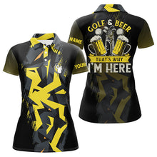 Load image into Gallery viewer, Golf And Beer That's Why I'm Here custom black yellow camo Womens golf polos shirts, ladies golf tops NQS7427