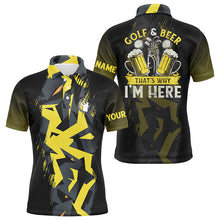 Load image into Gallery viewer, Golf And Beer That's Why I'm Here custom black yellow camo Mens golf polo shirts, golf tops for men NQS7427