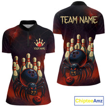 Load image into Gallery viewer, Personalized Funny Angry Spider Bowling Team Polo, 1/4 Zip Shirts For Women, Spider Bowling Jerseys NQS11204