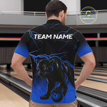 Load image into Gallery viewer, Black and Blue Lightning Thunder Panther Bowling Team Shirts For Men Custom Panther Bowling Jerseys NQS11205