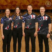 Load image into Gallery viewer, Custom bowling polo shirts, 1/4 zip shirts for Women, US Flag patriotic team bowling league shirts NQS11409