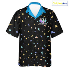 Load image into Gallery viewer, Hologram colors geometric pattern Black Bowling Button-up Shirts Custom Team Bowling League Jersey NQS11607