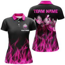 Load image into Gallery viewer, Custom Black Pink bowling shirt for women – personalized team jersey front view