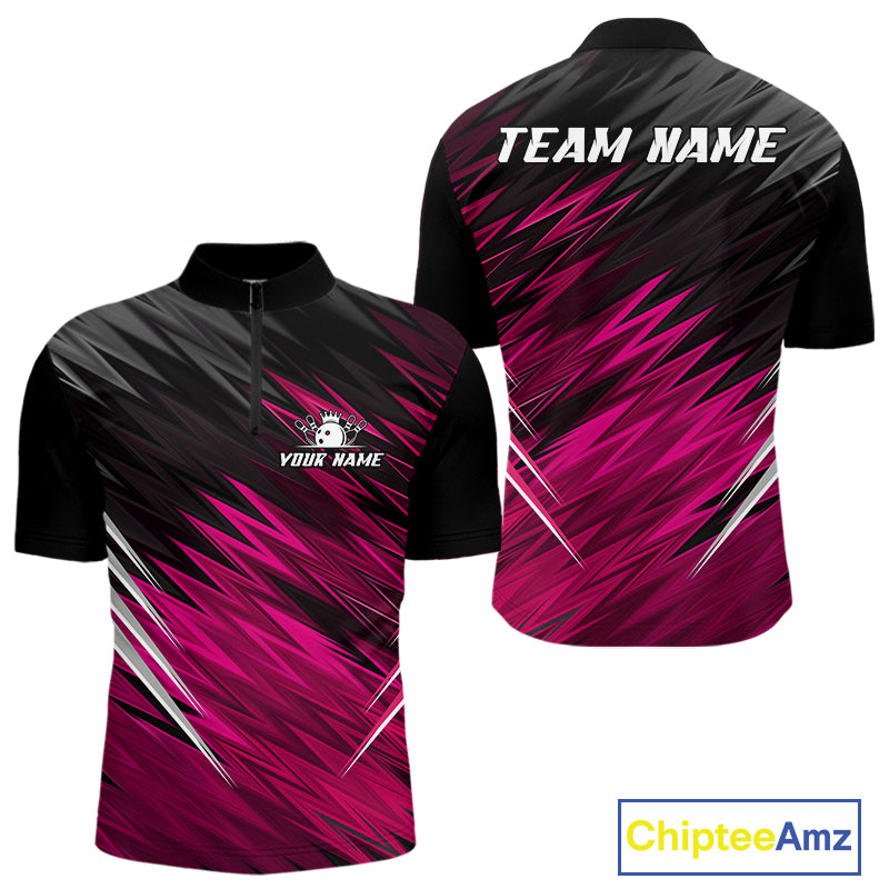 Pink and Black Bowling Shirts For Men Custom Name and Team name  Bowling Jerseys Bowlers Outfit NQS11001