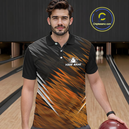 Orange and Black Bowling Shirts For Men Custom Name and Team name  Bowling Jerseys Bowlers Outfit NQS11002