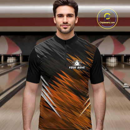Orange and Black Bowling Shirts For Men Custom Name and Team name  Bowling Jerseys Bowlers Outfit NQS11002
