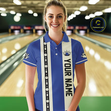 Load image into Gallery viewer, Blue Retro Bowling Polo, Quarter Zip Shirts For Women Custom Vintage Bowling Team Jerseys NQS11212
