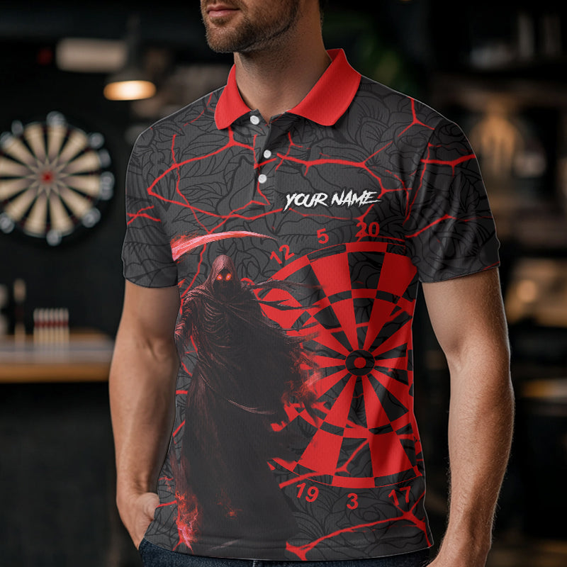 Men Darts shirts Custom black and red reaper skull Darts Team Jerseys, Darts gifts NQS9481
