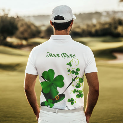 Green shamrock golf ball clubs Lucky Mens polo golf shirts Custom St Patrick Day team golf jerseys NQS9482