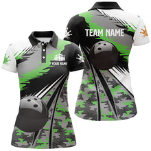Load image into Gallery viewer, Custom black bowling shirt for women – personalized team jersey front view