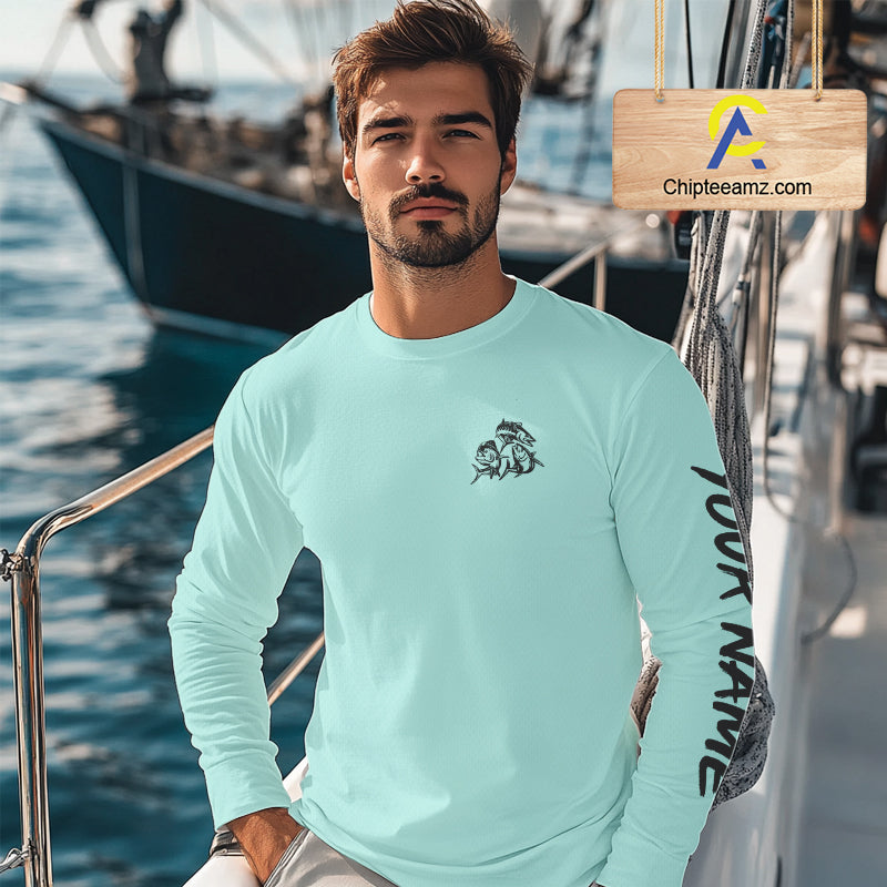 Personalized offshore Fishing jerseys, Mahi mahi, Wahoo, Tuna tournament fishing shirts | Light Green NQS11219