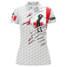 Load image into Gallery viewer, Womens golf polo shirts Canadian flag patriot custom name white golf balls shirts NQS7034