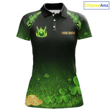 Load image into Gallery viewer, Green flame shamrock St Patrick's Day bowling shirts for women custom team bowling league jerseys NQS11412