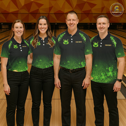 Green flame shamrock St Patrick's Day bowling shirts for men custom team bowling league jerseys NQS11412