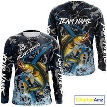 Load image into Gallery viewer, Custom Walleye Fishing Camo Long Sleeve Fishing Shirts, Personalized Walleye Fishing Team Jerseys NQS9938