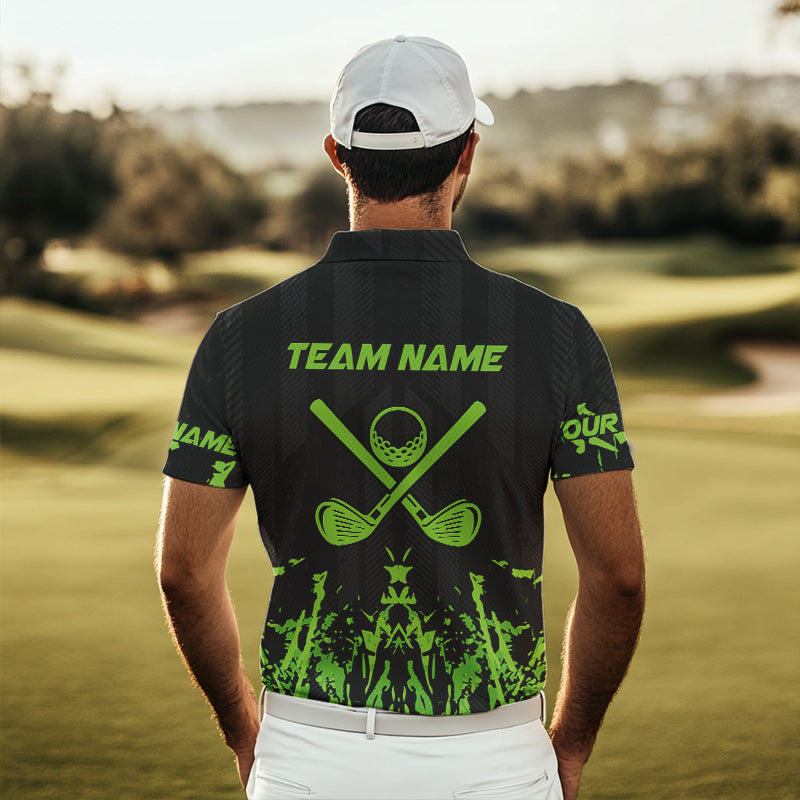 Black and Green Camo Golf polo shirts for Men custom team golf outfit men, personalized golf gifts NQS9664
