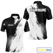 Load image into Gallery viewer, Custom Black and White Strike Bowling Shirts Men Polo, Quarter Zip Bowling Team Jersey Bowling League NQS11038