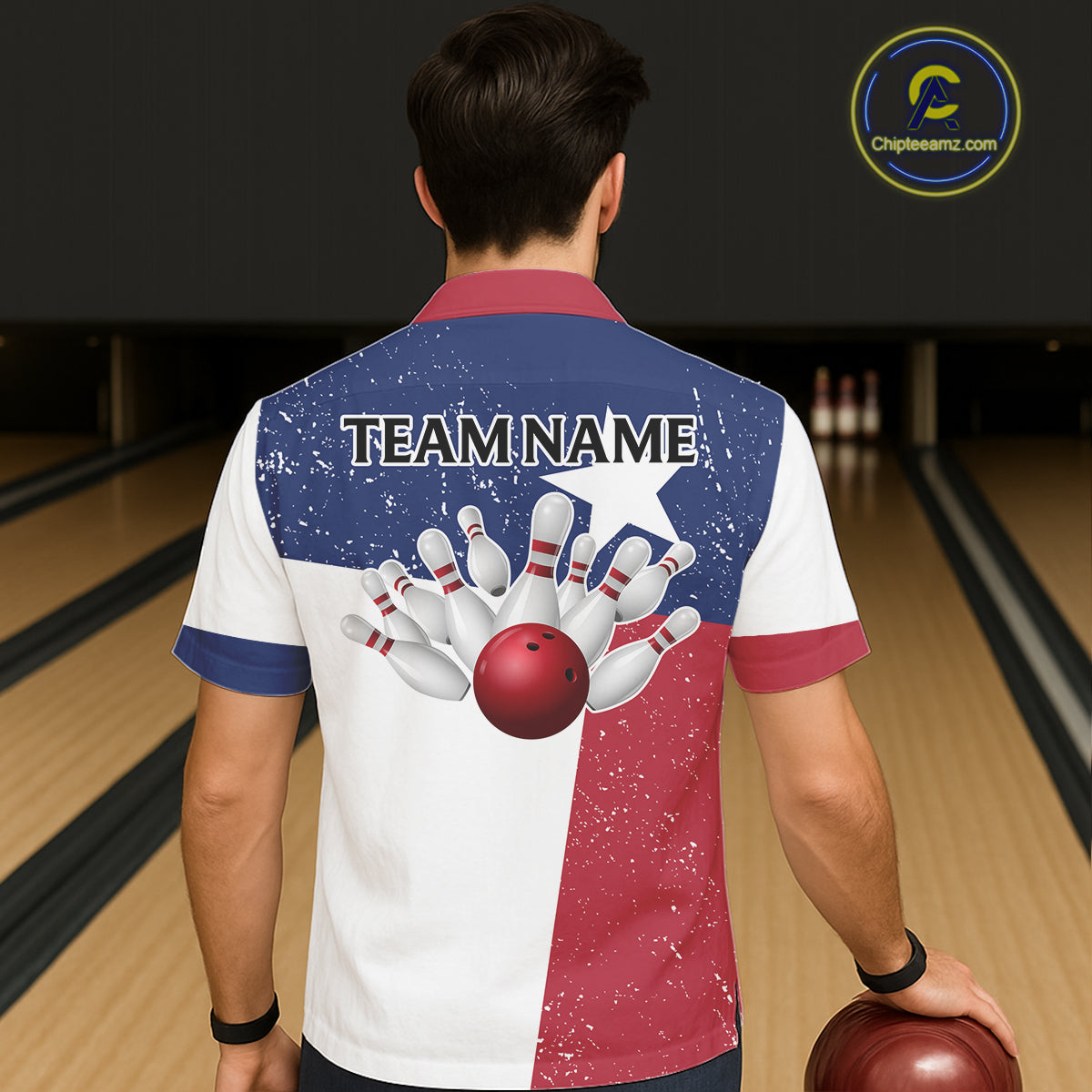 Grunge Texas Flag Bowling Hawaiian Shirt Custom patriotic Texas Team Bowling Button up shirt NQS11239
