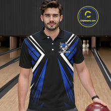 Load image into Gallery viewer, Black and Blue Flame Bowling Shirts For Men, Team Bowling Shirts Custom bowling attire for men NQS11634