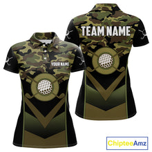 Load image into Gallery viewer, Black green camo Golf Polo shirts For Women Custom golf outfit ladies, personalized golf gifts NQS11051