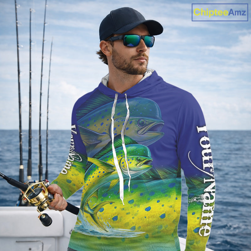 Personalized Mahi Mahi fishing scales blue sun protection fishing shirts, Dorado fishing jerseys NQS11435