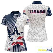 Load image into Gallery viewer, Personalized Red, White and Blue American Flag Star Golf Camo polo shirts for women , unique golf gift NQS9960