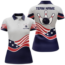 Load image into Gallery viewer, American Flag Bowling Jersey For Women Custom Polo Bowling Shirt Patriotic Bowling Shirt For Team NQS6135