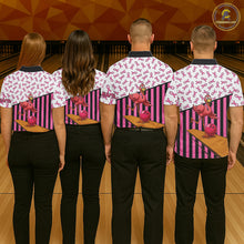 Load image into Gallery viewer, Pink ribbon pattern funny flamingo Bowling shirts for Men Custom breast cancer Team bowling outfit NQS11245