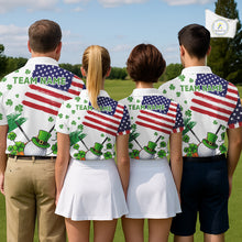Load image into Gallery viewer, American Flag St Patrick's Day Clover Golf Polo shirts for Men Custom patriotic mens golf tops NQS11453