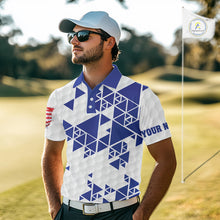 Load image into Gallery viewer, Funny Mens golf polo shirts Blue and white custom I was one under today, under a tree, bush, water NQS11636