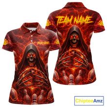 Load image into Gallery viewer, Red Lightning Thunder Skull Reaper Bowling Shirts For Women Custom Team Bowling League Jerseys NQS11642