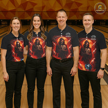 Load image into Gallery viewer, Black &amp; Orange Lightning Thunder Moon Reaper Bowling Shirts For Men Custom Skull Team Bowling Jerseys NQS11643
