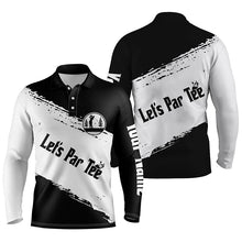 Load image into Gallery viewer, Black and white Mens golf polo shirts custom name let's par tee best mens golf wear NQS5454