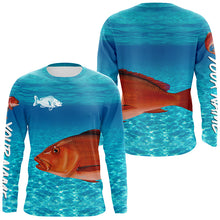 Load image into Gallery viewer, Red Snapper fishing blue water camo Custom sun protection long sleeve fishing shirt for men, women NQS5729