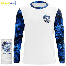 Load image into Gallery viewer, Largemouth Bass fishing blue camo UV protection Customize name long sleeves personalized fishing gifts NQS839