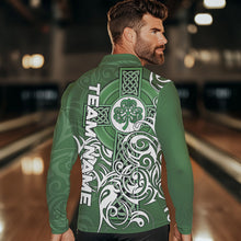 Load image into Gallery viewer, Green Irish Tribal Cross St Patrick's Day Mens bowling shirts Custom Lucky Bowling Team Jerseys NQS9382